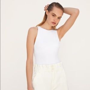 ZARA White High Neck Bodysuit